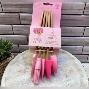 Paris Hilton ❤️5 Piece Mini Silicone Spatulas set Pink New